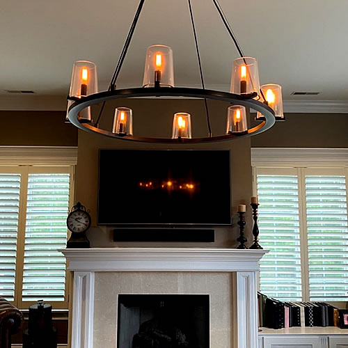 D.E. Small Electric - MA chandelier installation